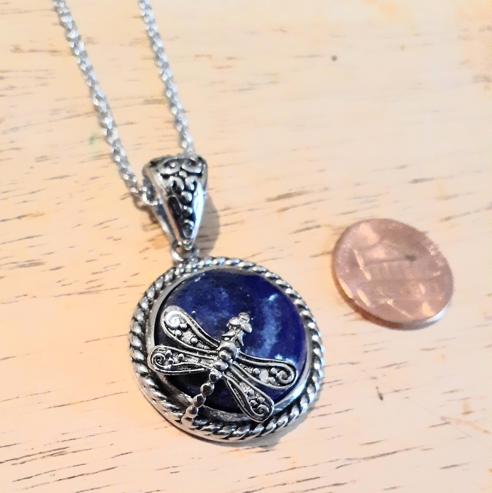 3pc Lapis Lazuli Stainless Dragonfly Set